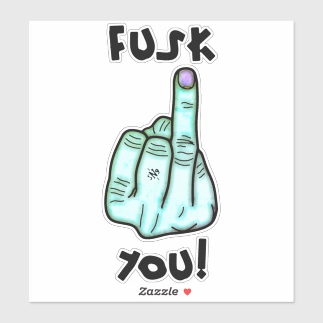 Fake f-bomb & Fake Mittelfinger Witzsticker v3 Aufkleber (Blatt)