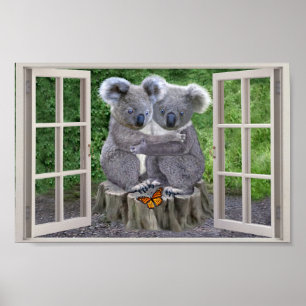 FAKE FENSTER FÜR BABY KOALA BEARS POSTER