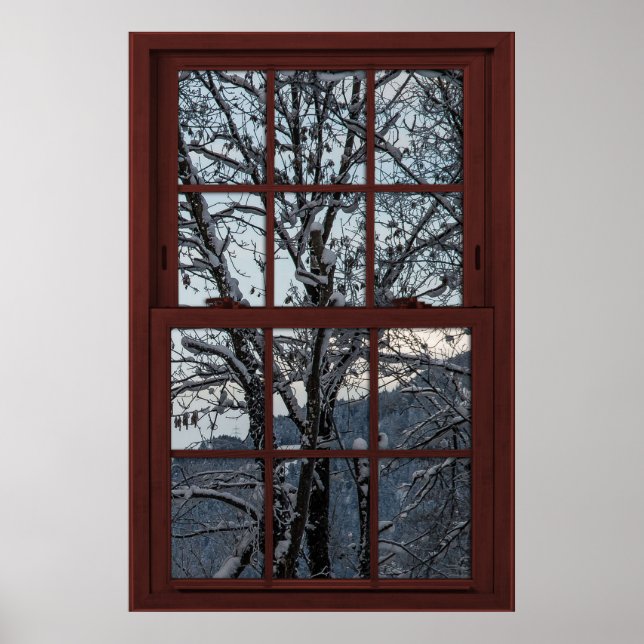 Fake-Fenster - Illusion - Winter-Woods-Ansicht 2 v Poster (Vorne)