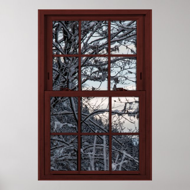 Fake-Fenster - Illusion - Winterwaldansicht 1 von  Poster (Vorne)