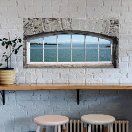 Fake-Fensterleiste mit Ansicht der glühenden See Poster