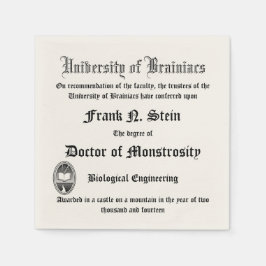 Fake Frankenstein Diploma napkin Serviette