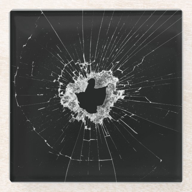 Fake gebrochen Design - Funny Theatre Abschreckung Glasuntersetzer (Vorderseite)