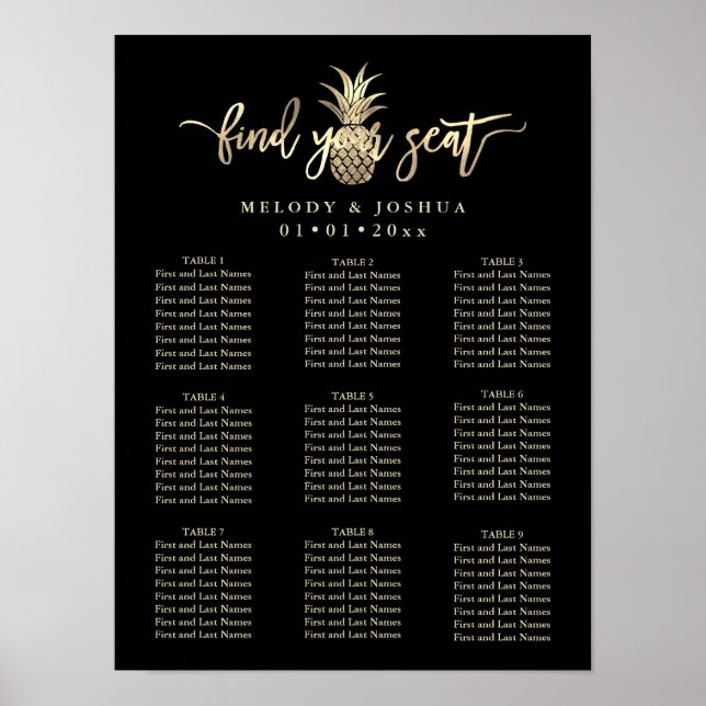 FAKE GOLD-ANANAS-SITZPLAN POSTER (Vorne)