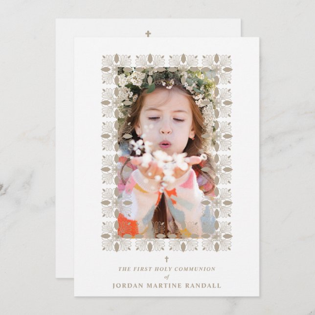 Fake Gold Effect Fancy Ornament Lace Effect Modern Einladung (Vorne/Hinten)