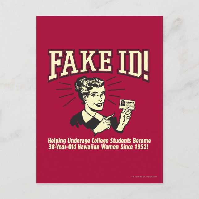 Fake-ID: Uni von minderjährigen Hawaii Postkarte (Vorderseite)