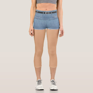 Fake Kurz Shorts Capri Leggings