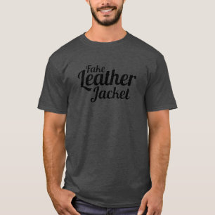 Fake-lederne Jacke - Schwarzes auf grauem T - T-Shirt