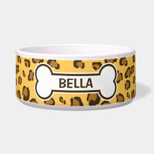 Fake Leopard mit Knochen und Namen Napf