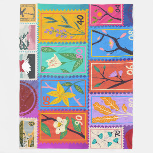 Fake Masterpiece Random Briefmarke Collage Collect Fleecedecke