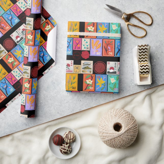 Fake Masterpiece Random Briefmarke Collage Collect Geschenkpapier (Kunsthandwerk)