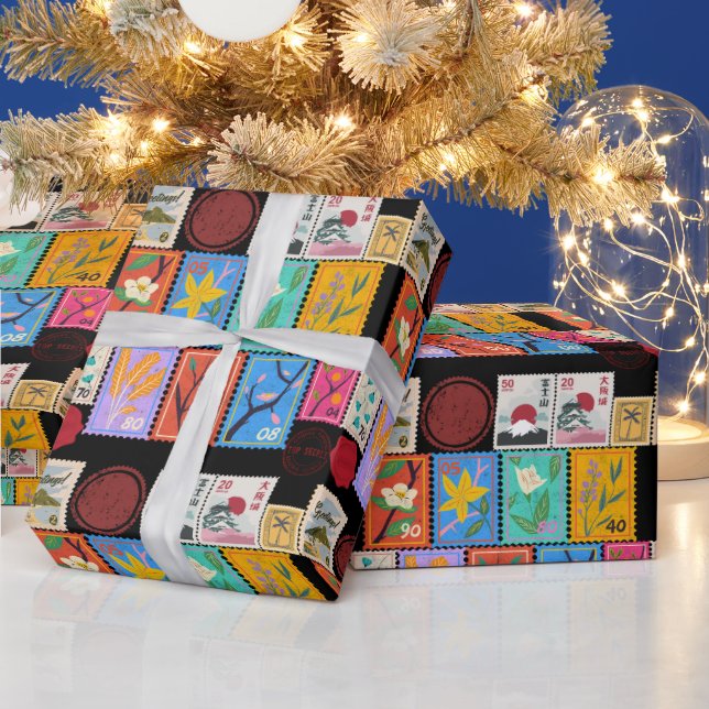 Fake Masterpiece Random Briefmarke Collage Collect Geschenkpapier (Feiertage)