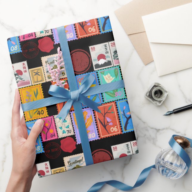 Fake Masterpiece Random Briefmarke Collage Collect Geschenkpapier (Schenken)