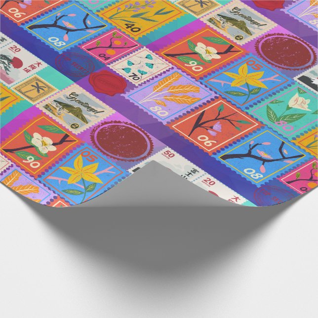 Fake Masterpiece Random Briefmarke Collage Collect Geschenkpapier (Ecke)