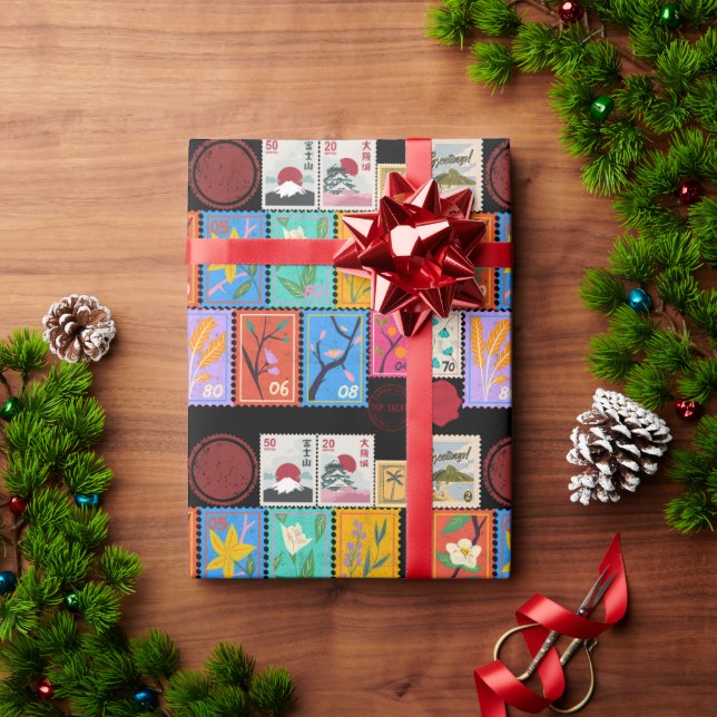 Fake Masterpiece Random Briefmarke Collage Collect Geschenkpapier (Feiertagsgeschenk)