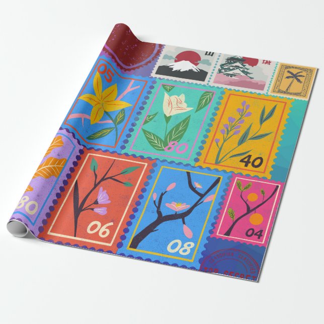 Fake Masterpiece Random Briefmarke Collage Collect Geschenkpapier (Ungerollt)