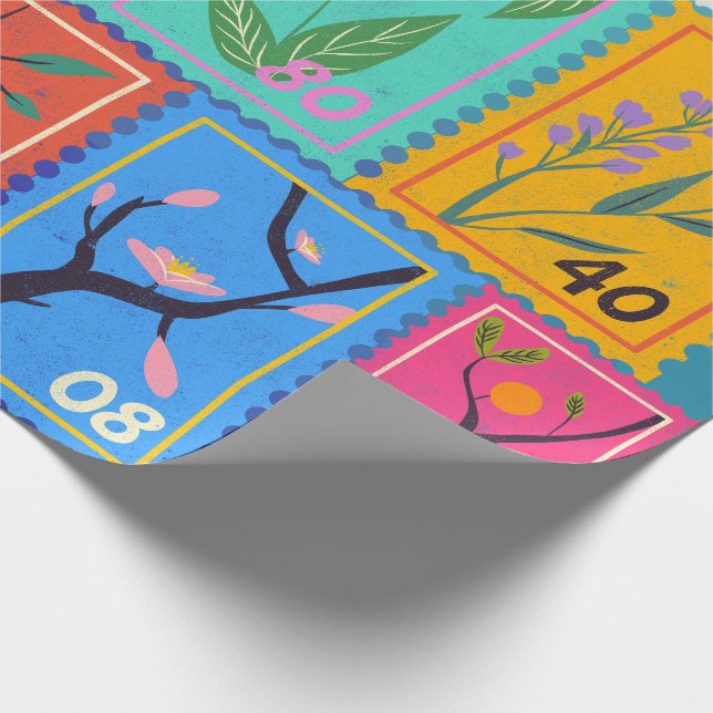 Fake Masterpiece Random Briefmarke Collage Collect Geschenkpapier (Ecke)