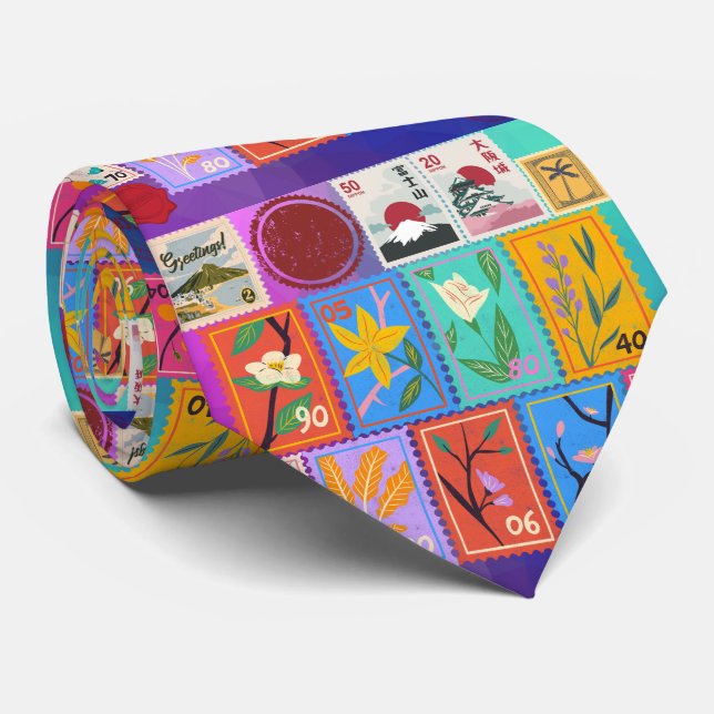Fake Masterpiece Random Briefmarke Collage Collect Krawatte (Gerollt)