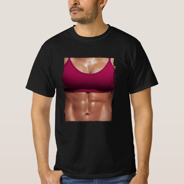 Fake Muskel Frauen Fitness Weibliche Körper T-Shirt (Vorderseite)