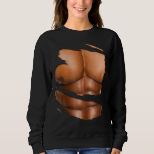 Fake Muskel unter Kleidung Sixpack Ripped Abs Blac Sweatshirt
