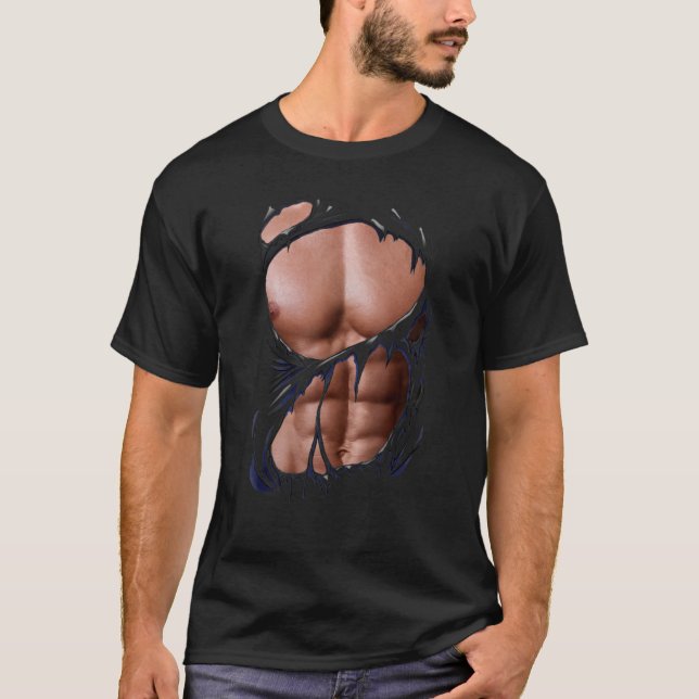Fake Muskeln riss Brust Six Pack abs Fitnes T-Shirt (Vorderseite)