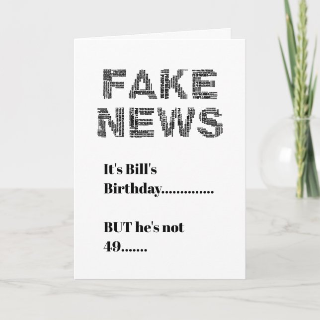 FAKE NEWS 50. Geburtstag Gruß Karte (Vorderseite)