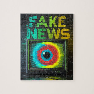 Fake News Retro TV Eyeball Glitch Puzzle