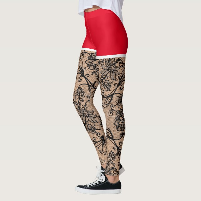 Fake-out Black Lace Blume Red Shorts Leggings (Links)