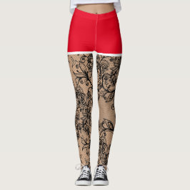Fake-out Black Lace Blume Red Shorts Leggings
