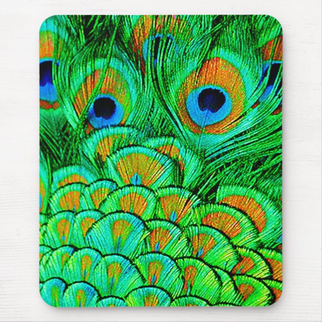 Fake Peacock Feathers Abstraktes Naturemuster Mousepad (Vorne)