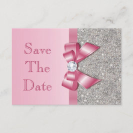 Fake Pink Bow Diamanten Save the Date Babydusche