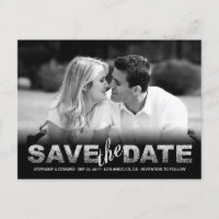 Fake Silver Glitzer Save the Date Foto Postkarte