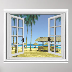 Fake "Tropical Paradise Beach Ocean View" Poster