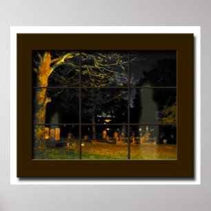 Fake Window Friedhof Halloween Prop Spuk House Poster