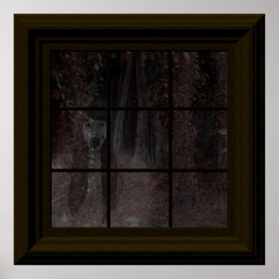 Fake Window Ghost in Holz Halloween Spuk Haus Poster