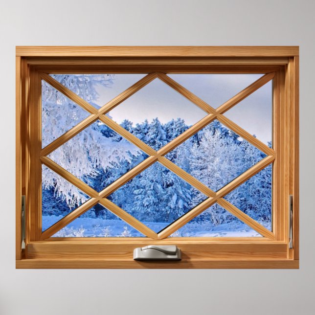 Fake Window Illusion - Neue Schneeszene Poster (Vorne)