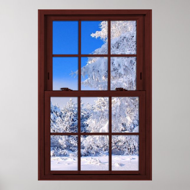 Fake Window Illusion - Neue Schneeszene Poster (Vorne)