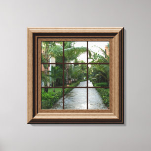 Fake Window View Tropical Walkway Friedliche Szene Leinwanddruck