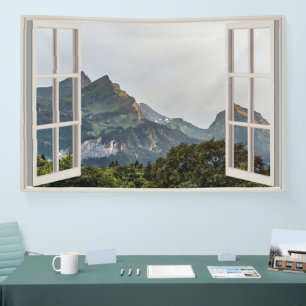 Fake Window Zuhause Office Wanddekor Banner