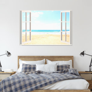 Fake-Zuhause-Office für das Beach View Leinwanddruck