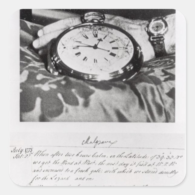 Faksimile des Pocket Chronometers Quadratischer Aufkleber (Vorderseite)