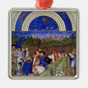 Faksimile von Mai: Höfische Zahlen zu Pferd Silbernes Ornament