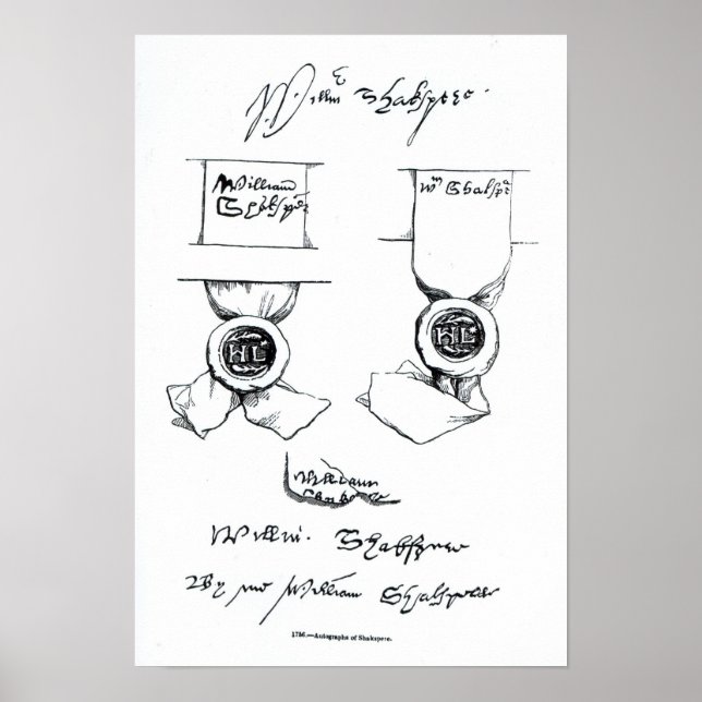 Faksimiles der Signatur von William Shakespeare Poster (Vorne)