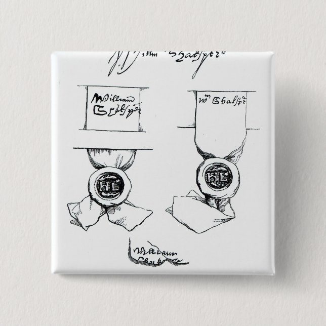 Faksimiles von William Shakespeares Unterzeichnung Button (Vorderseite)