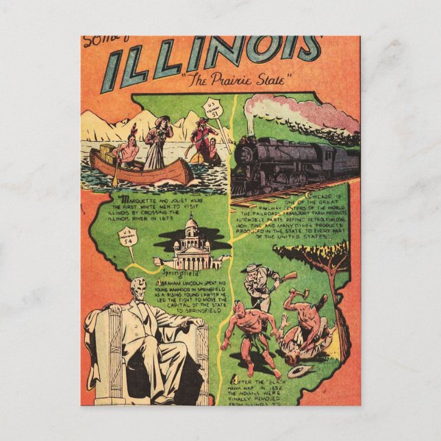 Fakten über Illinois, den Pairie-Staat Postkarte (Vorderseite)