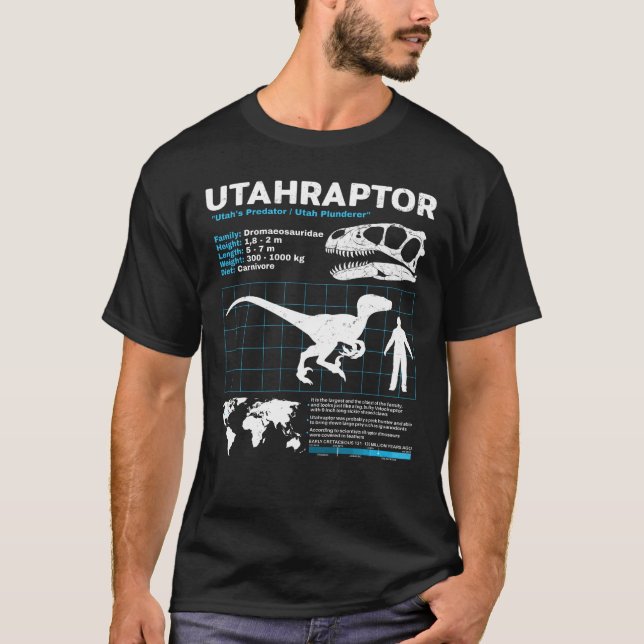 Faktenblatt für Utahraptor T-Shirt (Vorderseite)