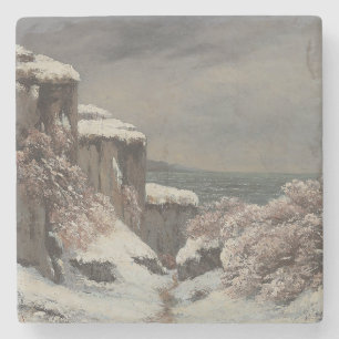 Falaises au Bord de la Mer sous la Neige - Courbet Steinuntersetzer