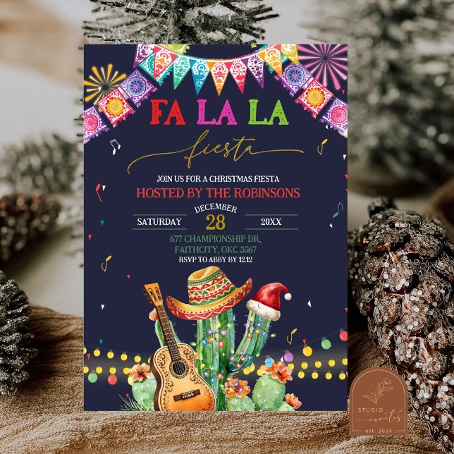 Falala Fiesta Christmas Cactus Holiday Party Einladung (Von Creator hochgeladen)
