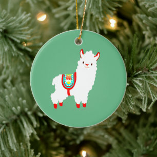 FaLaLa Llama mit individuellem Jahr Keramik Ornament