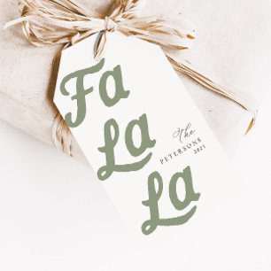 Falala Modern Retro Sage Green Karierte Weihnachte Geschenkanhänger